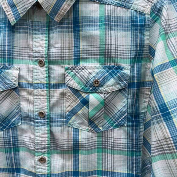 Marmot Plaid Long Sleeve Button Up Shirt w Pockets Womens size Medium - Picture 3 of 8